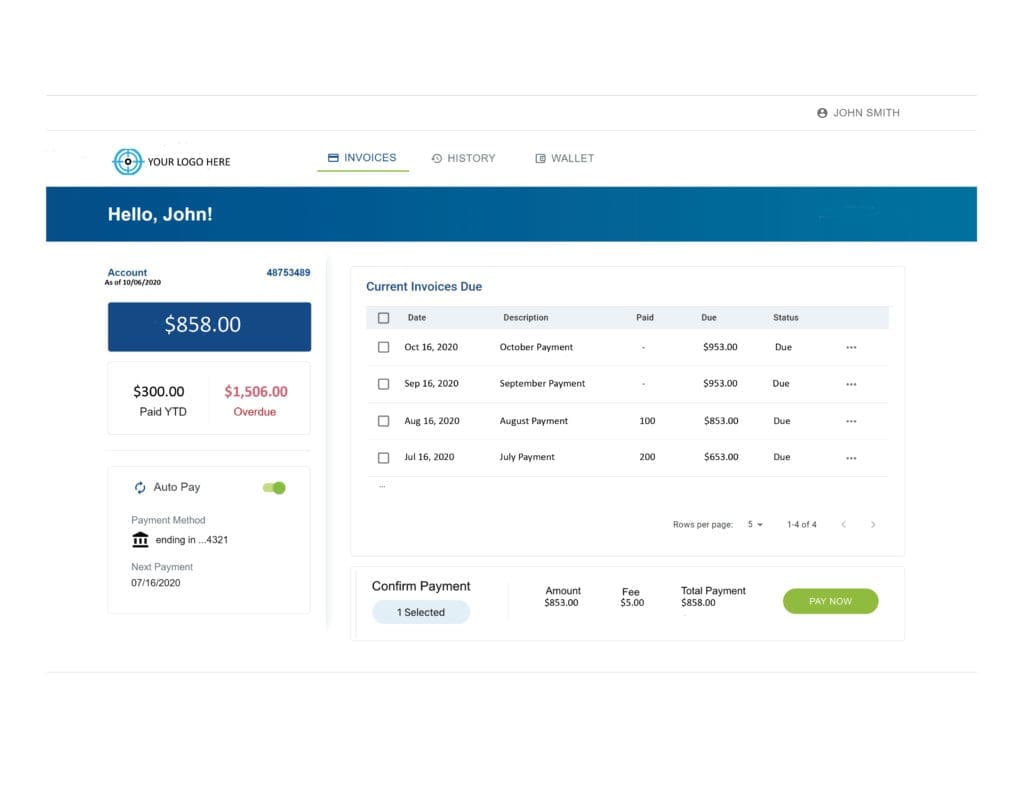 IntelliPay customer portal screenshot 11-3-20