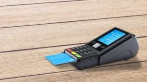 Verifone V200c with dipped credit card