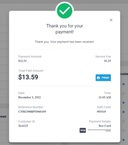 IntelliPay lightbox customer receipt service fee