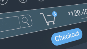 Checkout screen with cart with five items. Blog post image 10 ways to boost online conversions and boost sales