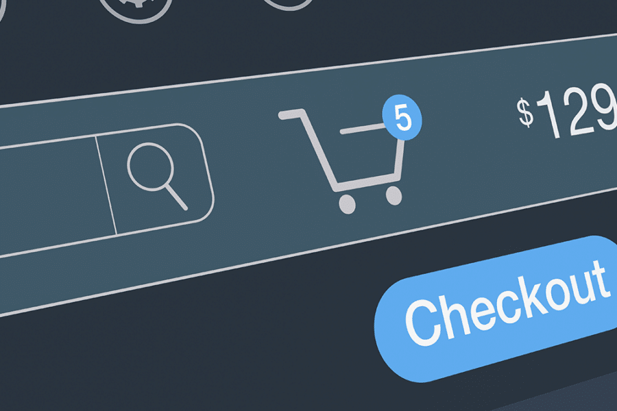 Checkout screen with cart with five items. Blog post image 10 ways to boost online conversions and boost sales