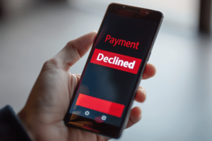 payment declined screen on a phone